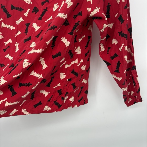Vtg Barry Bricken Red Chess Piece Mock Neck Blouse Womans Size 10 *see Info* 26H - Picture 5 of 7
